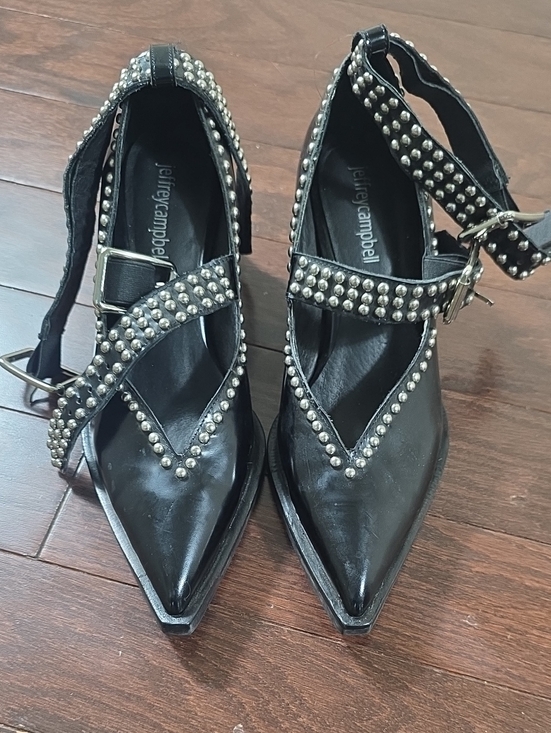 Jeffrey Campbell Shoes - Jeffrey Campbell Black Studded Pointed Slingback Heels